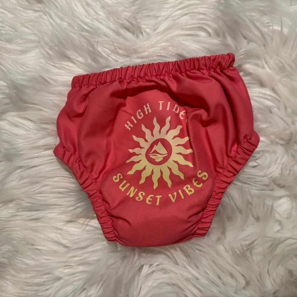 Ocean‎ + Coast Baby Girls Pink Swim Diaper & Sun Hat Set Sunset Beach One Size